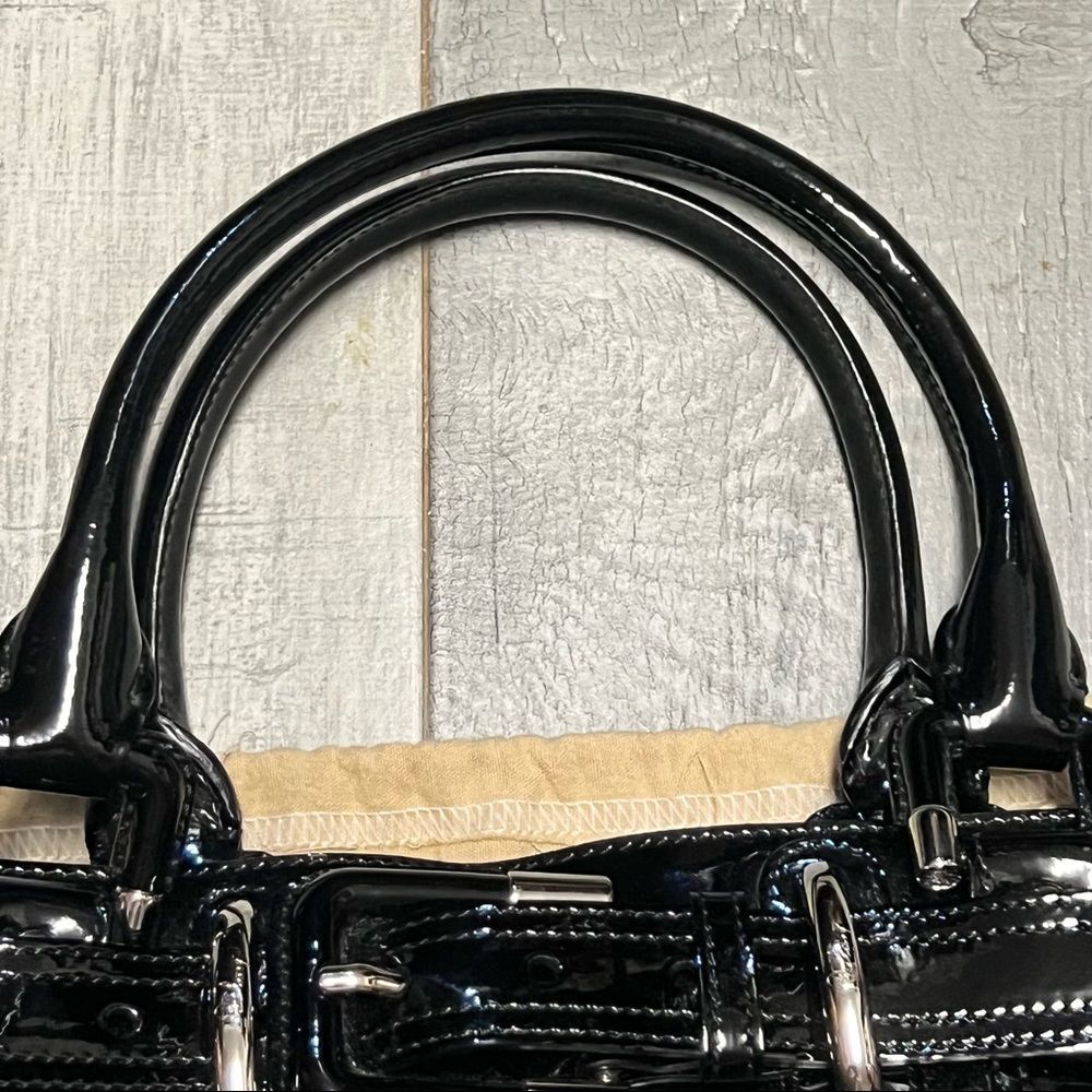 RARE Burberry Prorsum Black Patent Leather Quilted Beaton Check Hobo handbag - Picture 13 of 16